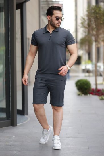 Erkek Yakalı Fermuarlı T-shirt şort Ikili Takım resmi
